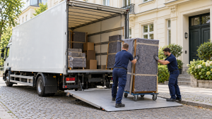 Gepackte Umzugskartons und demontierte Möbel